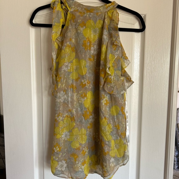 Veronica Beard Dali silk chiffon ruffle pintuck pleat sleeveless blouse floral 8 - Picture 6 of 16